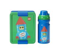 Room Copenhagen LEGO LUNCH Set lunch - Design emblématique - Amusant et fonctionnel - Bouteille de 390 ml et boîte à goûter pour enfants et adultes - Pour repas en déplacement - Vert et bleu