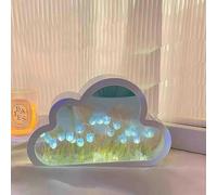 Room Decor for Teen Girls, DIY Night Light for Bedroom, Creative Living Room Bedside Desktop Ornaments Versatile Home Ornament and Makeup Mirror (Blue)