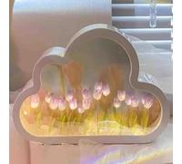 Room Decor for Teen Girls, DIY Night Light for Bedroom, Creative Living Room Bedside Desktop Ornaments Versatile Home Ornament and Makeup Mirror (Purple)