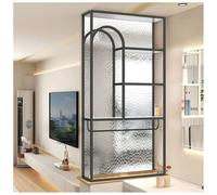 Room Divider Privacy Screen, Translucent Glass Bathroom Entryway Half-Wall Partitions, Hotel Privacy Screen, No Assembly Required(Black-b,40X35X100 CM)