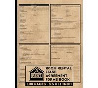 Room Rental Lease Agreement Forms Book: Easy-to-Use Lease contract form book Between Landlord and Tenant | Rental lease template notebook | 100 Pages