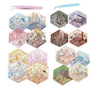 Room Sticker Book, Diy 3d House Stickers, Creative Diy Scene Sticker Book for Adults and Kids, 3d Miniature Scene Stickers, Pass The Time (Type D)