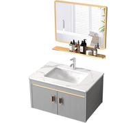 Room Vity avec évier Ensemble D’armoires Murales Évier en Céramique avec Miroir Chrome Robinet D’Eau Chaude Et Froide Combo D’Armoire D’évier De Chambre Moderne, Sink Cabinet, 80cm