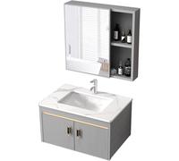Room Vity avec évier Ensemble D’armoires Murales Évier en Céramique avec Miroir Chrome Robinet D’Eau Chaude Et Froide Combo D’Armoire D’évier De Chambre Moderne, Mirror Cabinet+Sink Cabinet, 60cm