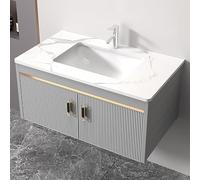 Room Vity avec évier Ensemble D’armoires Murales Évier en Céramique avec Miroir Chrome Robinet D’Eau Chaude Et Froide Combo D’Armoire D’évier De Chambre Moderne, Sink Cabinet, 70cm