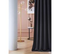 ROOM99 Rideau avec Passe Tringle Laurel 140 x 260 cm Largeur x Hauteur, Décoration de Fenêtre, Rideau occultant Thermique Isolant Anti Froid et Chaleur pour Salon Noir, 1 pièce