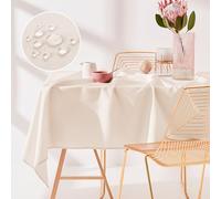 ROOM99 Aura Nappe de Table 110 x 160 cm Imperméable Rectangulaire Facile d'entretien Lavable Anti Tache Protection Décoration de Banquet Toute l'année Crème Clair