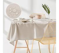 ROOM99 Aura Nappe de Table 130 x 180 cm Imperméable Rectangulaire Facile d'entretien Lavable Anti Tache Protection Décoration de Banquet Toute l'année Beige Clair
