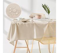 ROOM99 Aura Nappe de Table 130 x 180 cm Imperméable Rectangulaire Facile d'entretien Lavable Anti Tache Protection Décoration de Banquet Toute l'année Crème