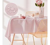 ROOM99 Aura Nappe de Table 140 x 220 cm Imperméable Rectangulaire Facile d'entretien Lavable Anti Tache Protection Décoration de Banquet Toute l'année Rose poudré