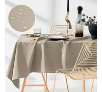 ROOM99 Aura Nappe de Table 140 x 300 cm Imperméable Rectangulaire Facile d'entretien Lavable Anti Tache Protection Décoration de Banquet Toute l'année Beige