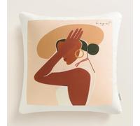 ROOM99 Be My Art Housse de Coussin décorative, 40 x 40 cm, esthétique, Moderne, pour Chambre à Coucher, Salon, crème, Femme, 1 pièce