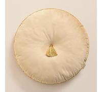 ROOM99 Coussin Rond en Velours Décoratif Allure 45 cm pour Salon, Canapé, Sofa avec Franges Crème, 1 pièce