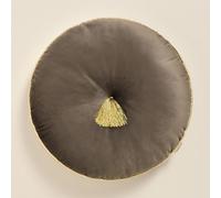 ROOM99 Coussin Rond en Velours Décoratif Allure 45 cm pour Salon, Canapé, Sofa avec Franges Marron, 1 pièce