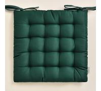 ROOM99 Coussins de Chaise avec Rubans Aura 40 x 40 x 4,5 cm Coussin d'assise rembourré, Galette de Chaise Interieur avec Attaches, antidérapants pour siège Vert foncé, 1 pièce