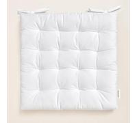 ROOM99 Coussins de Chaise avec Rubans Nova 40 x 40 x 4,5 cm Coussin d'assise rembourré, Galette de Chaise Interieur avec Attaches, antidérapants pour siège Velours Velvet Blanc, 1 pièce