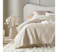 ROOM99 Feel Élégant Dessus de lit Moderne 200 x 220 cm 2 Personnes matelassé idéal comme jeté de canapé ou Couvre-lit Velours Velvet Crème
