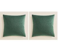 room99 Housse de Coussin Feel 45 x 45 cm Taie d'oreiller pour Coussins Canapé avec Fermeture éclair Invisible Velours Vert foncé, 1 pièce (Lot de 2)