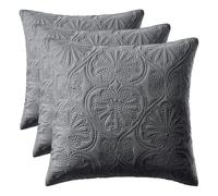 room99 Housse de Coussin Leila 45 x 45 cm Taie d'oreiller pour Coussins Canapé avec Fermeture éclair Invisible métallisée Gris foncé, 1 pièce (Lot de 3)