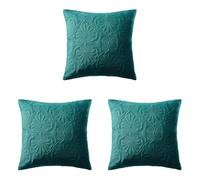room99 Housse de Coussin Leila 45 x 45 cm Taie d'oreiller pour Coussins Canapé avec Fermeture éclair Invisible métallisée Pétrole, 1 pièce (Lot de 3)