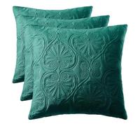 room99 Housse de Coussin Leila 45 x 45 cm Taie d'oreiller pour Coussins Canapé avec Fermeture éclair Invisible métallisée Vert foncé, 1 pièce (Lot de 3)