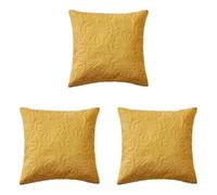 room99 Housse de Coussin Leila 45 x 45 cm Taie d'oreiller pour Coussins Canapé avec Fermeture éclair Invisible métallisée Moutarde, 1 pièce (Lot de 3)