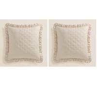 room99 Housse de Coussin Molly 45 x 45 cm Taie d'oreiller pour Coussins Canapé avec Fermeture éclair Invisible Un Charmant Volant Crème, 1 pièce (Lot de 2)