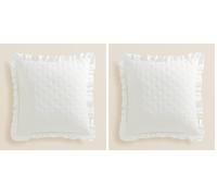 room99 Housse de Coussin Molly 45 x 45 cm Taie d'oreiller pour Coussins Canapé avec Fermeture éclair Invisible Un Charmant Volant Écru, 1 pièce (Lot de 2)