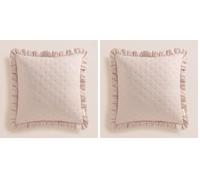 room99 Housse de Coussin Molly 45 x 45 cm Taie d'oreiller pour Coussins Canapé avec Fermeture éclair Invisible Un Charmant Volant Rose poudré, 1 pièce (Lot de 2)