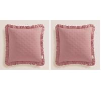 room99 Housse de Coussin Molly 45 x 45 cm Taie d'oreiller pour Coussins Canapé avec Fermeture éclair Invisible Un Charmant Volant Rose, 1 pièce (Lot de 2)
