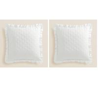 room99 Housse de Coussin Molly 45 x 45 cm Taie d'oreiller pour Coussins Canapé avec Fermeture éclair Invisible Un Charmant Volant Blanc, 1 pièce (Lot de 2)