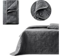 ROOM99 Leila Élégant Dessus de lit Moderne 170 x 210 cm 2 Personnes matelassé idéal comme jeté de canapé ou Couvre-lit Gris foncé