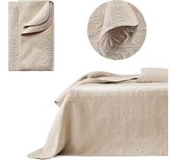 ROOM99 Leila Élégant Dessus de lit Moderne 240 x 260 cm 2 Personnes matelassé idéal comme jeté de canapé ou Couvre-lit Beige