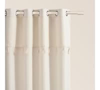 ROOM99 Rideau avec œillets Astoria 140 x 250 cm Largeur x Hauteur, Décoration de Fenêtre, Curtains et Draperies intérieurs pour Salon, Chambre Moderne Galon à Pompons Crème Claire, 1 pièce