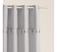 ROOM99 Rideau avec œillets Astoria 140 x 280 cm Largeur x Hauteur, Décoration de Fenêtre, Curtains et Draperies intérieurs pour Salon, Chambre Moderne Galon à Pompons Gris Clair, 1 pièce