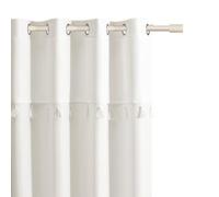 ROOM99 Rideau avec œillets Astoria 140 x 280 cm Largeur x Hauteur, Décoration de Fenêtre, Curtains et Draperies intérieurs pour Salon, Chambre Moderne Galon à Pompons Écru, 1 pièce