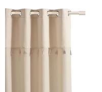 ROOM99 Rideau avec œillets Astoria 140 x 280 cm Largeur x Hauteur, Décoration de Fenêtre, Curtains et Draperies intérieurs pour Salon, Chambre Moderne Galon à Pompons Crème, 1 pièce