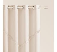 ROOM99 Rideau avec œillets Chloe 140 x 260 cm Largeur x Hauteur, Décoration de Fenêtre, Curtains et Draperies intérieurs pour Salon, Chambre Moderne Galon à Pompons Crème Claire, 1 pièce