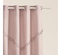 ROOM99 Rideau avec œillets Chloe 140 x 260 cm Largeur x Hauteur, Décoration de Fenêtre, Curtains et Draperies intérieurs pour Salon, Chambre Moderne Galon à Pompons Rose poudré, 1 pièce