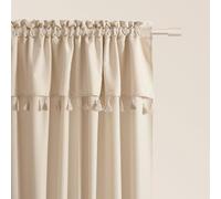 ROOM99 Rideau avec Passe Tringle Astoria 140 x 280 cm Largeur x Hauteur, Décoration de Fenêtre, Curtains et Draperies intérieurs pour Salon, Chambre Moderne Galon à Pompons Crème, 1 pièce