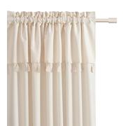 ROOM99 Rideau avec Passe Tringle Astoria 140 x 280 cm Largeur x Hauteur, Décoration de Fenêtre, Curtains et Draperies intérieurs pour Salon, Chambre Moderne Galon à Pompons Crème Claire, 1 pièce