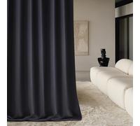 ROOM99 Rideau avec Passe Tringle Aura 140 x 250 cm Largeur x Hauteur, Décoration de Fenêtre, Curtains et Draperies intérieurs pour Salon, Chambre Moderne Lisse Noir, 1 pièce