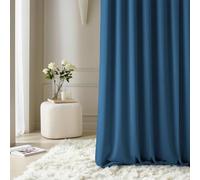 ROOM99 Rideau avec Passe Tringle Aura 140 x 260 cm Largeur x Hauteur, Décoration de Fenêtre, Curtains et Draperies intérieurs pour Salon, Chambre Moderne Lisse Bleu foncé, 1 pièce