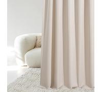 ROOM99 Rideau avec Passe Tringle Aura 140 x 300 cm Largeur x Hauteur, Décoration de Fenêtre, Curtains et Draperies intérieurs pour Salon, Chambre Moderne Lisse Beige Clair, 1 pièce