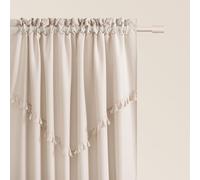 ROOM99 Rideau avec Passe Tringle Chloe 140 x 250 cm Largeur x Hauteur, Décoration de Fenêtre, Curtains et Draperies intérieurs pour Salon, Chambre Moderne Galon à Pompons Beige Clair, 1 pièce