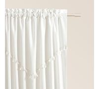 ROOM99 Rideau avec Passe Tringle Chloe 140 x 260 cm Largeur x Hauteur, Décoration de Fenêtre, Curtains et Draperies intérieurs pour Salon, Chambre Moderne Galon à Pompons Écru, 1 pièce