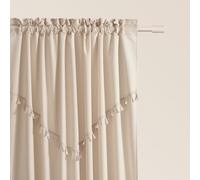 ROOM99 Rideau avec Passe Tringle Chloe 140 x 260 cm Largeur x Hauteur, Décoration de Fenêtre, Curtains et Draperies intérieurs pour Salon, Chambre Moderne Galon à Pompons Crème, 1 pièce