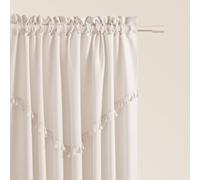 ROOM99 Rideau avec Passe Tringle Chloe 140 x 280 cm Largeur x Hauteur, Décoration de Fenêtre, Curtains et Draperies intérieurs pour Salon, Chambre Moderne Galon à Pompons Crème Claire, 1 pièce