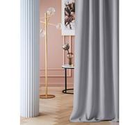 ROOM99 Rideau avec Passe Tringle Laurel 140 x 260 cm Largeur x Hauteur, Décoration de Fenêtre, Rideau occultant Thermique Isolant Anti Froid et Chaleur pour Salon Gris Clair, 1 pièce