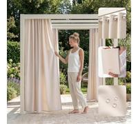 room99 Rideau d'Extérieur avec œillets Garden Line 155 x 270 cm Largeur x Hauteur Impermeable pour Jardin pergola terrasse Curtain Crème Claire, 1 pièce